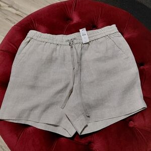 Talbots High Waist Linen Shorts - Cream